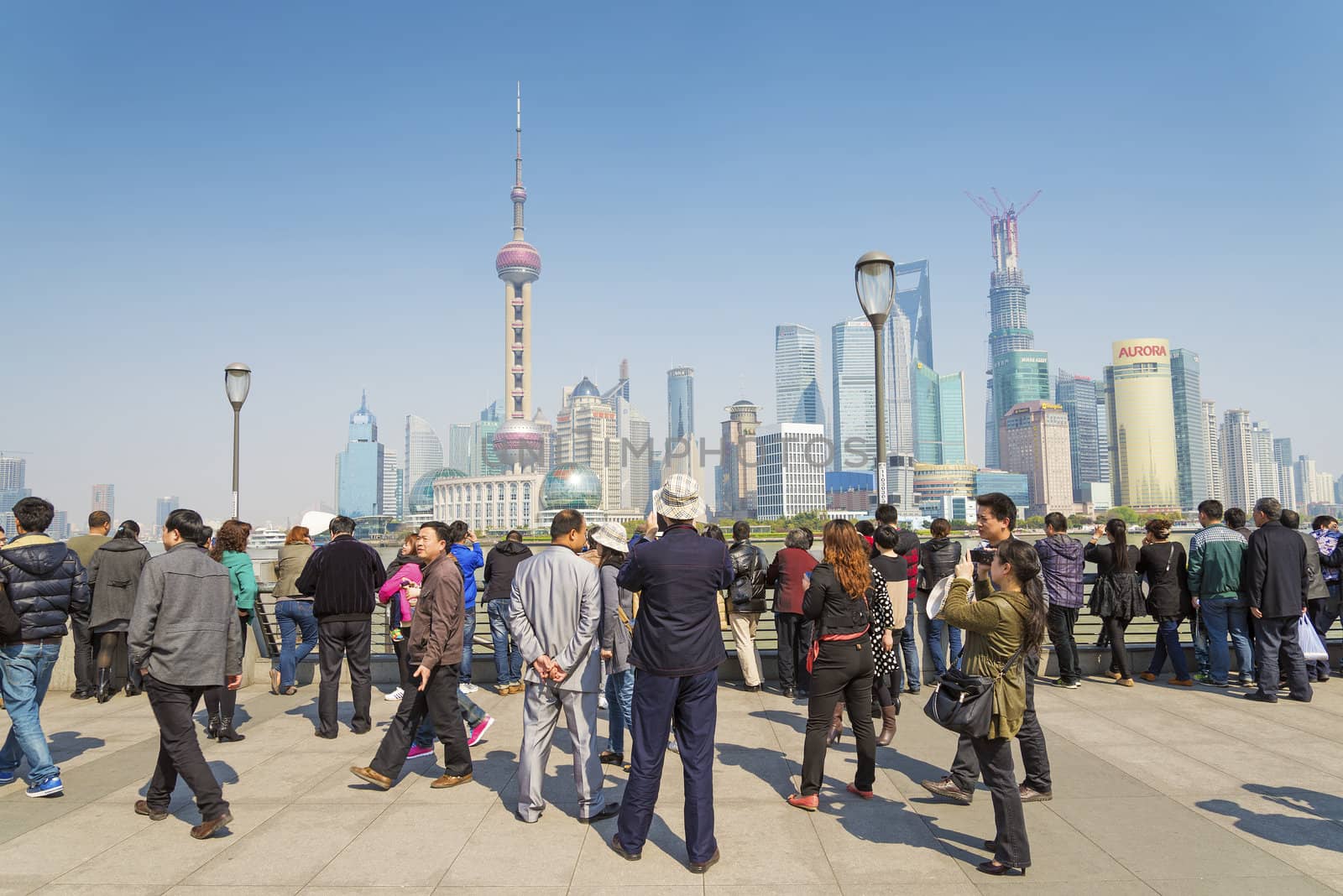 view of pudong skyline in shanghai china