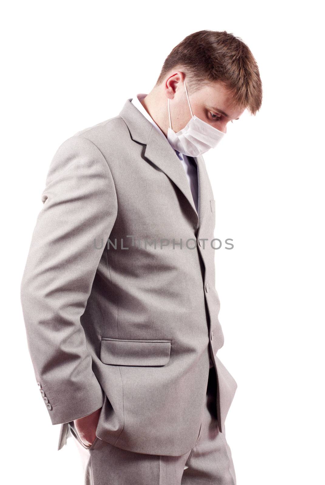 man in a mask on a white background