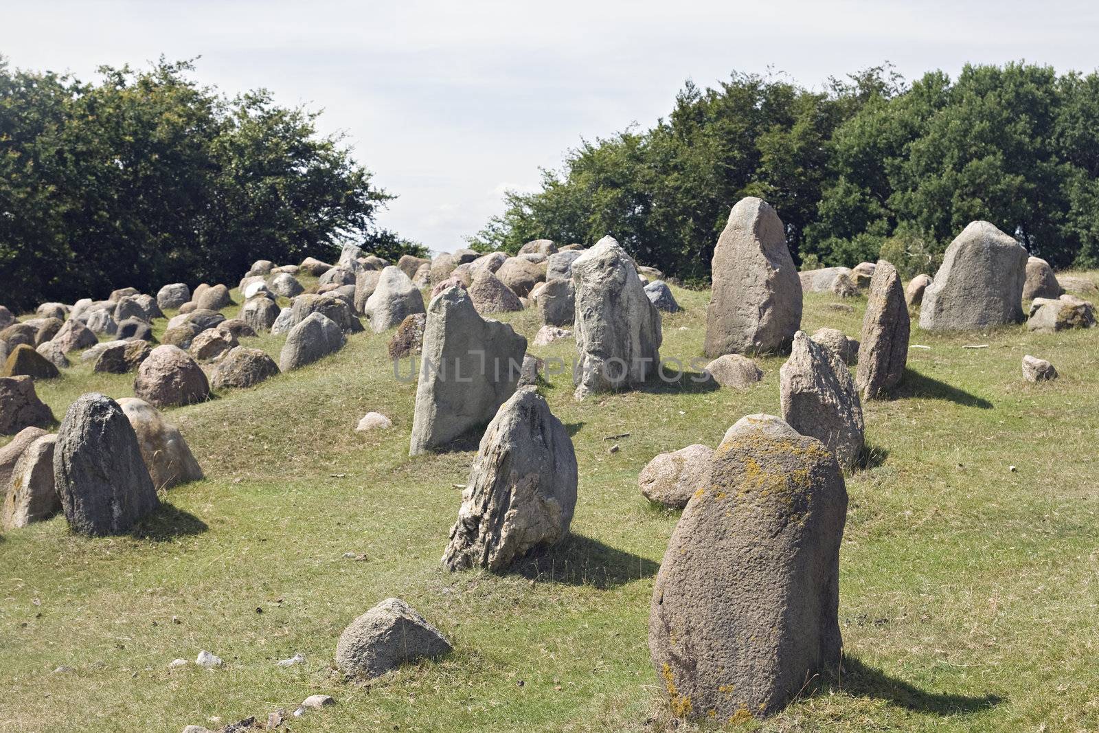 Ancient stone viking graves in Aalborg, Denmark