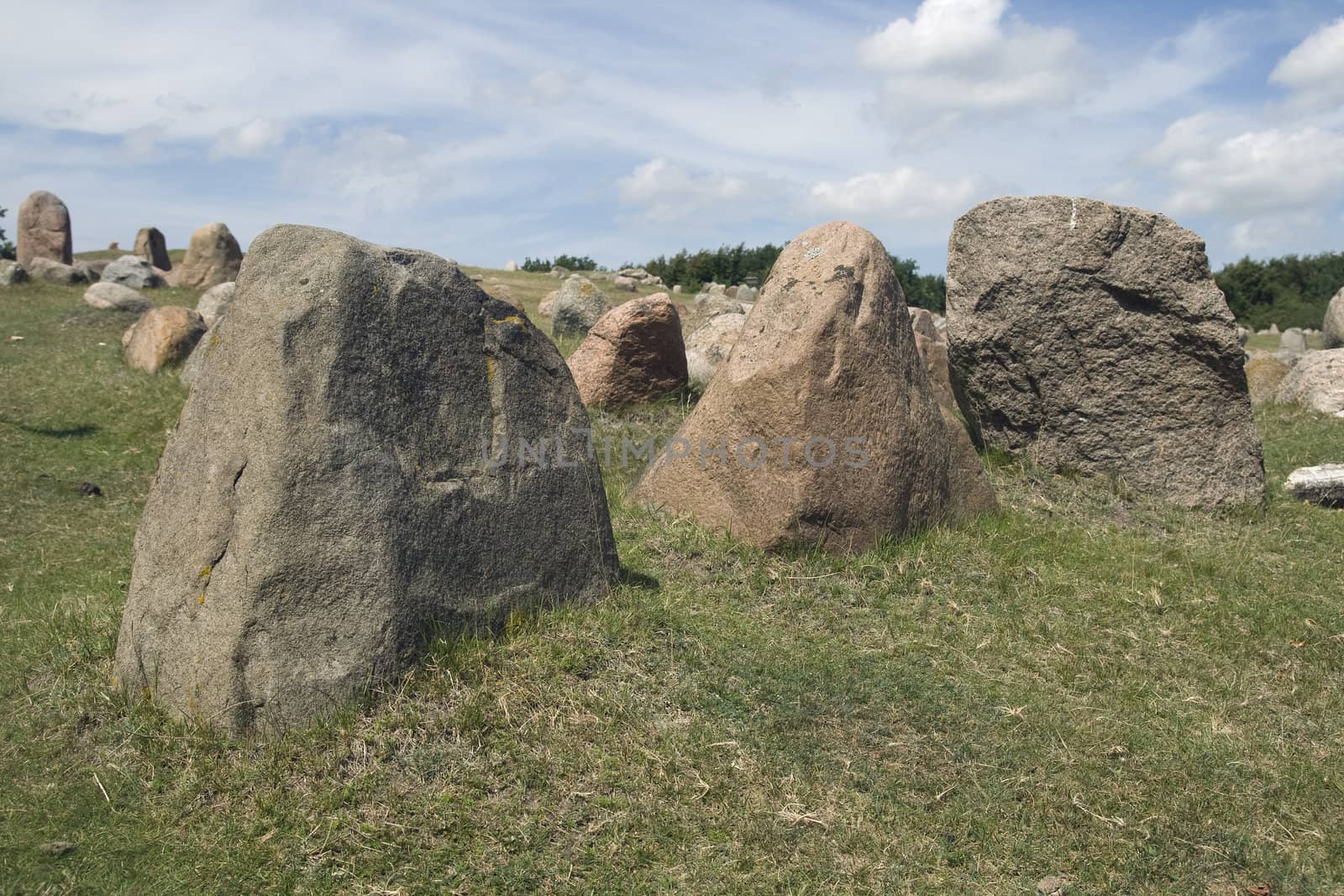Landscape with big rocks in the foreground