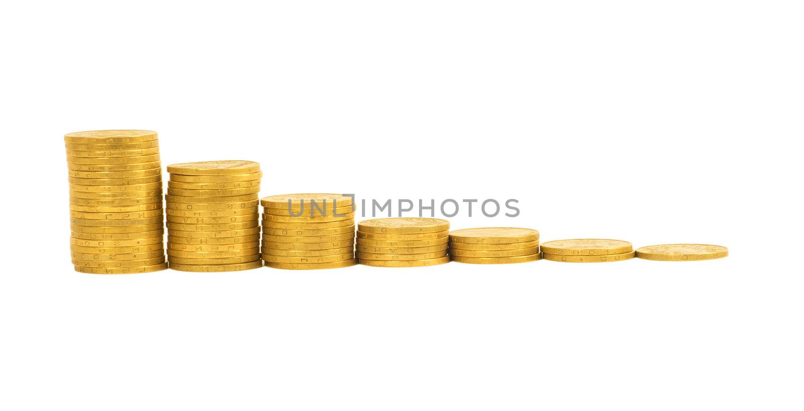 graph of the columns of coins isolated on white background