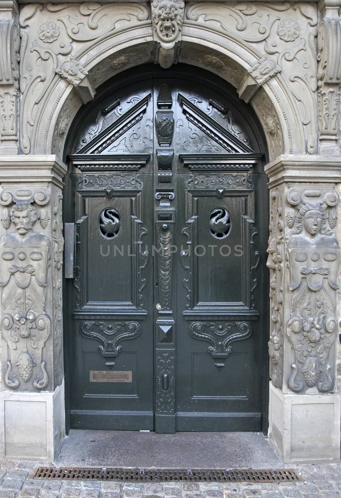 Old wooden gate of a medieval house