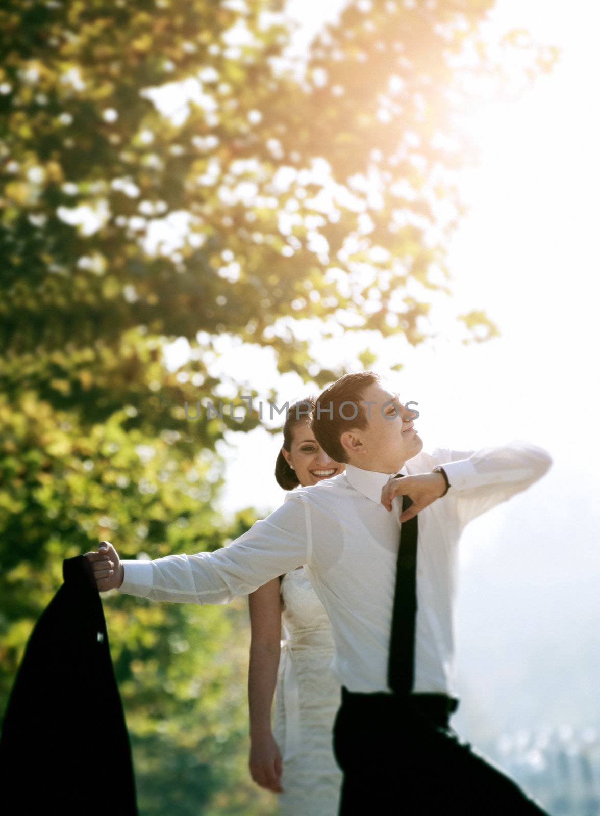 Young man dancing for a beautiful lady