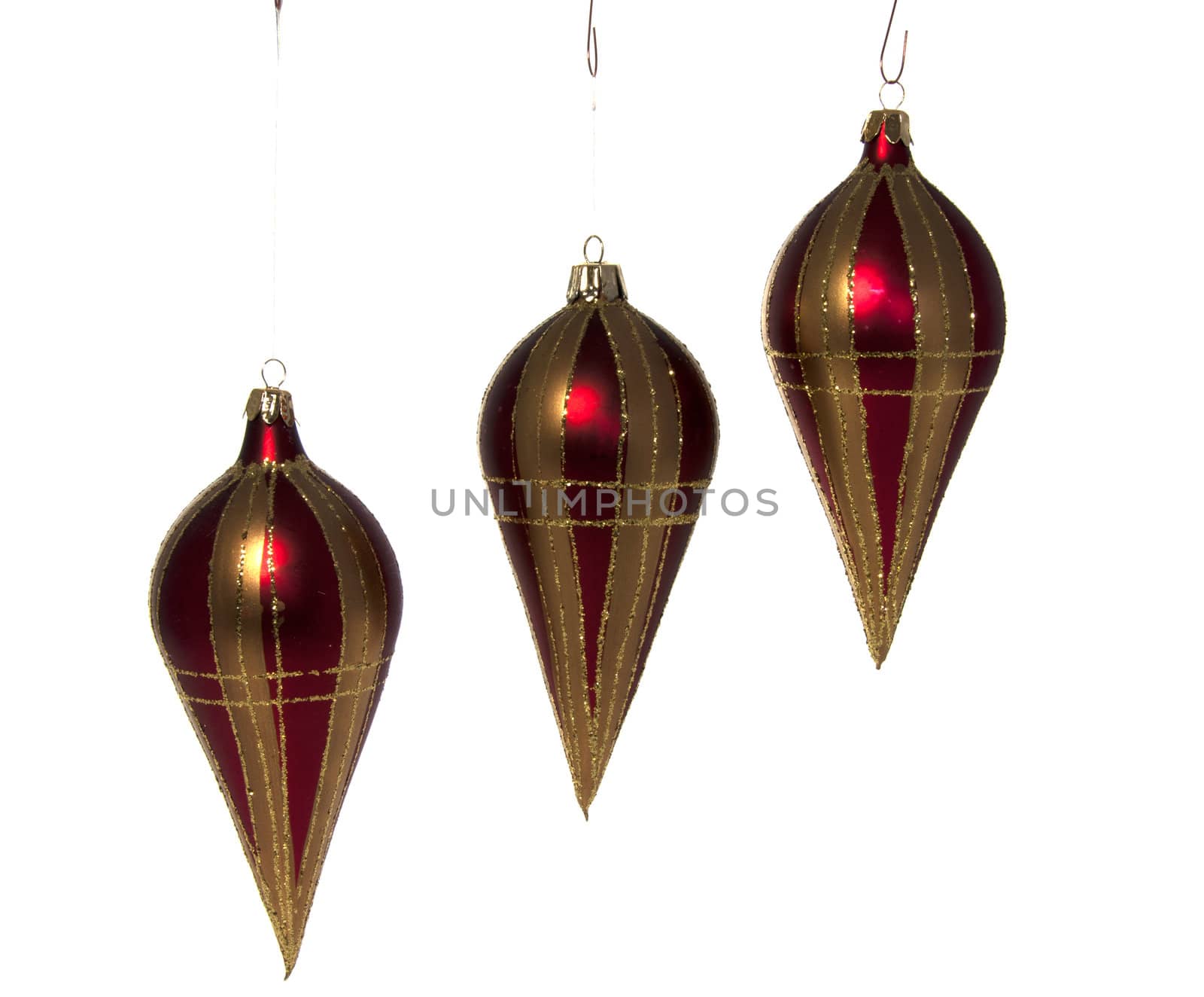 red and gold christmas decoration isolated on white