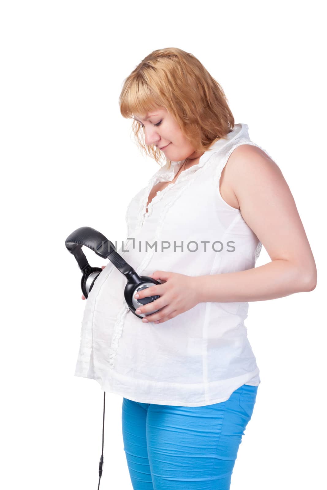 Pregnant Woman with Headphones by Discovod