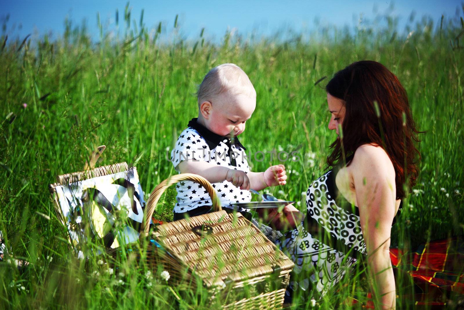 family picnic mother and child