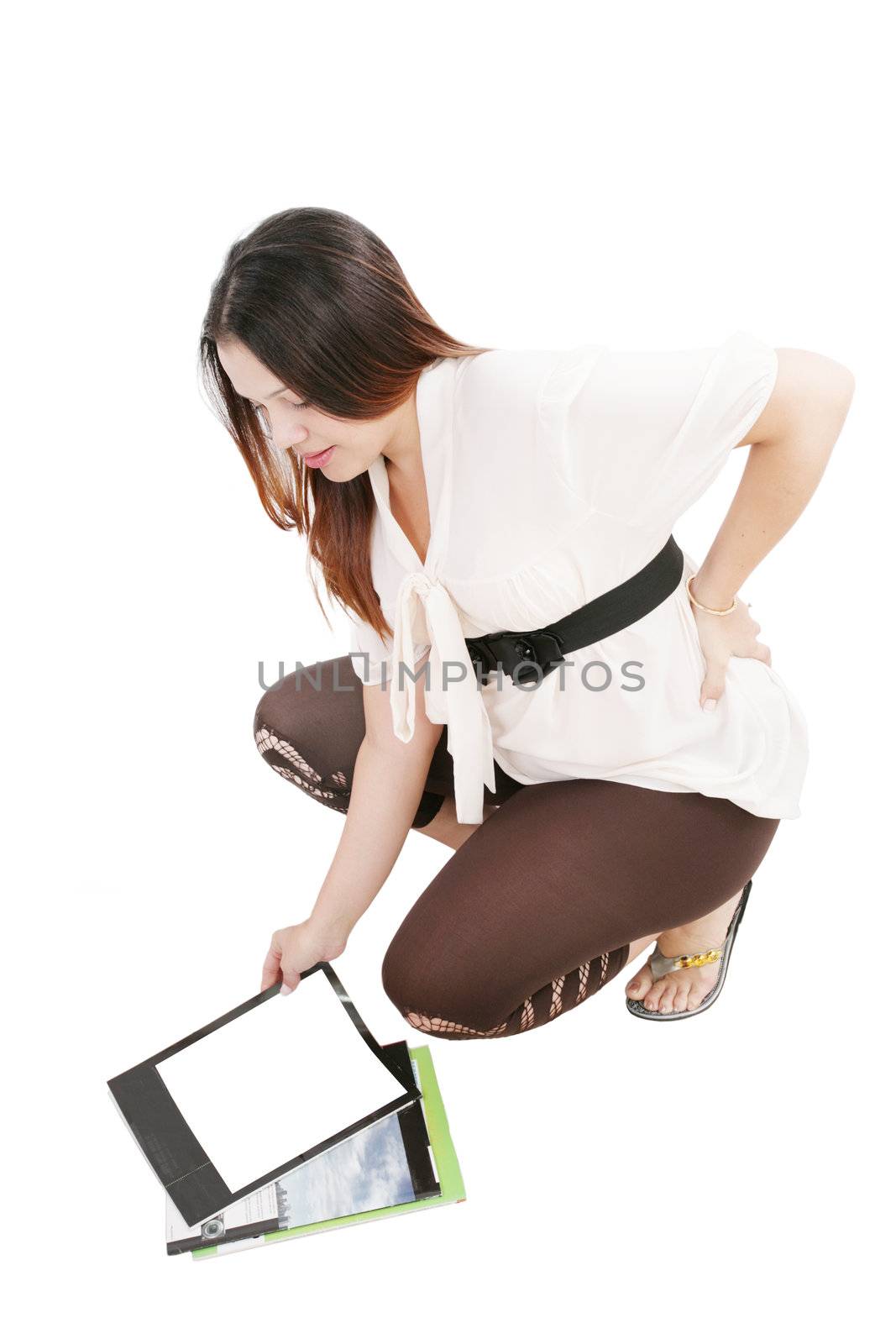 Studio shot of pregnant model on white background