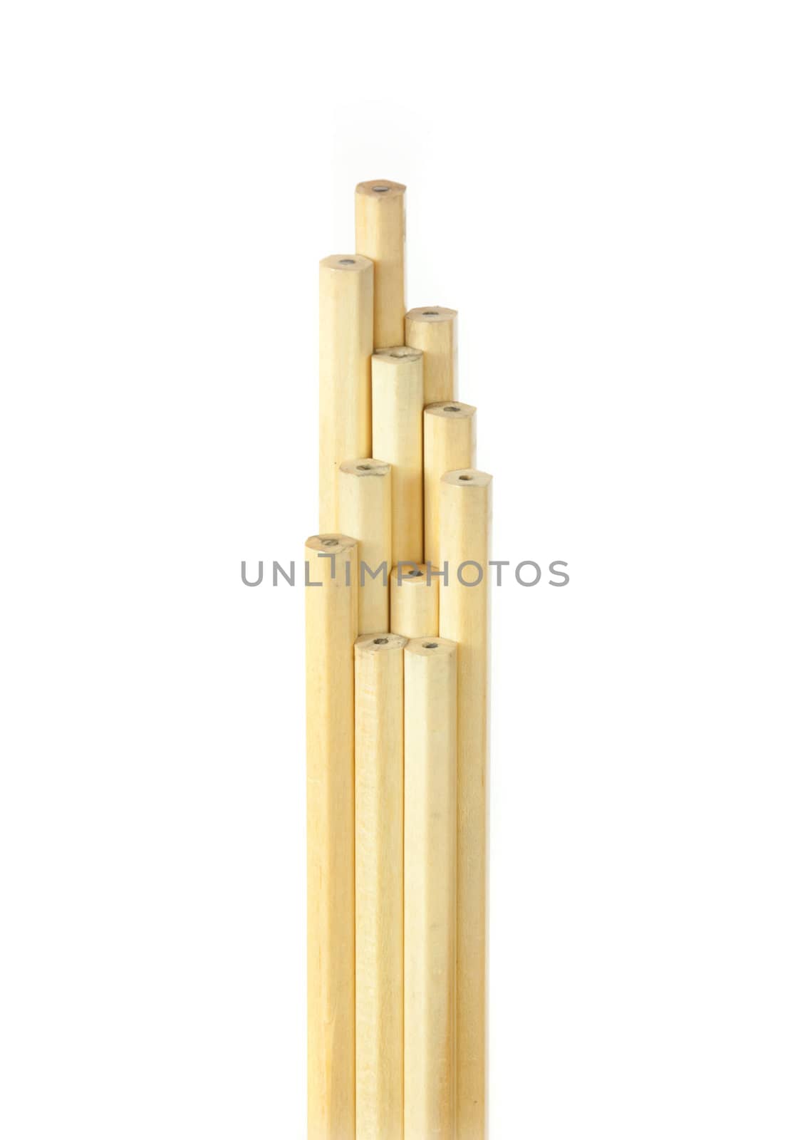 Close-up picture of pencils isolated on white background
