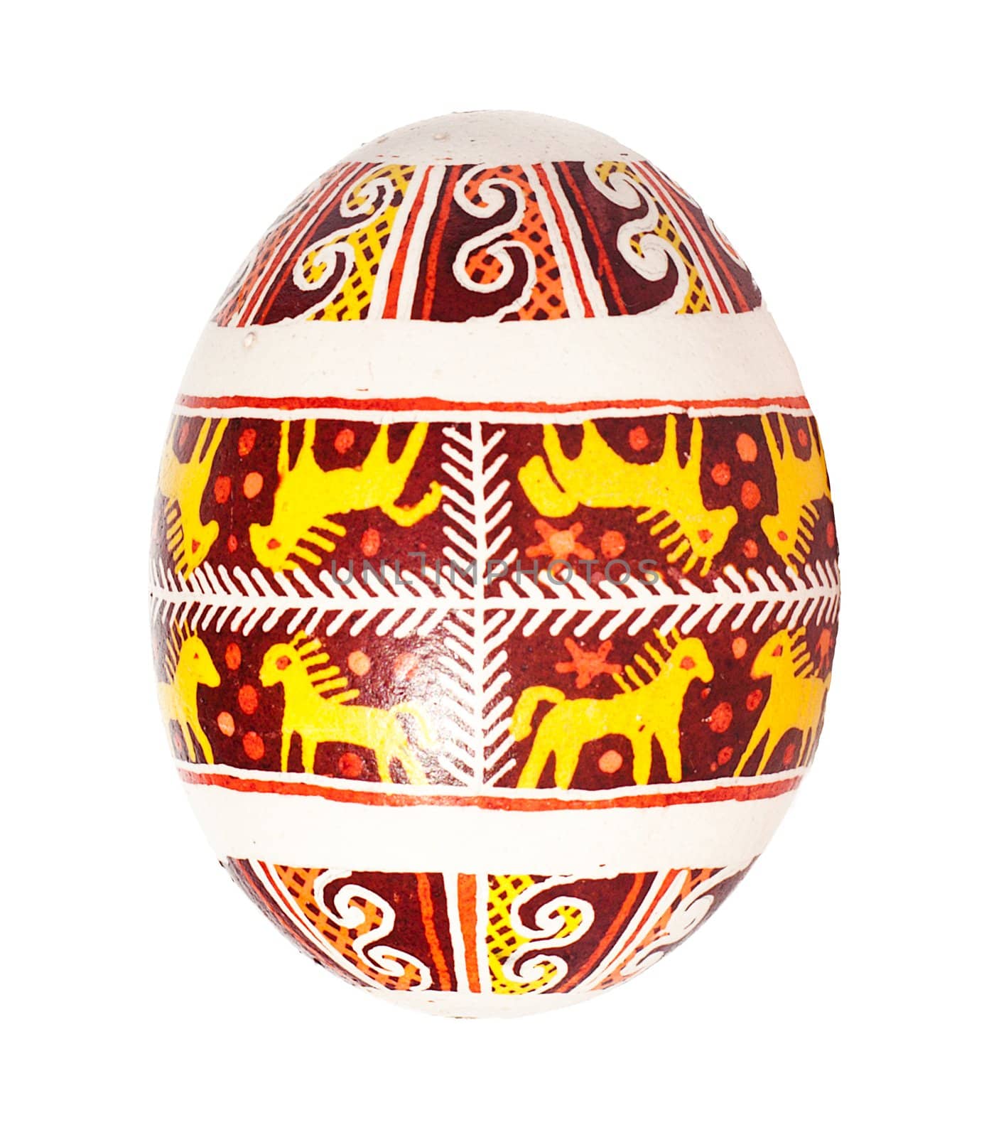 Colorful Ukrainian Easter Egg isolated on white