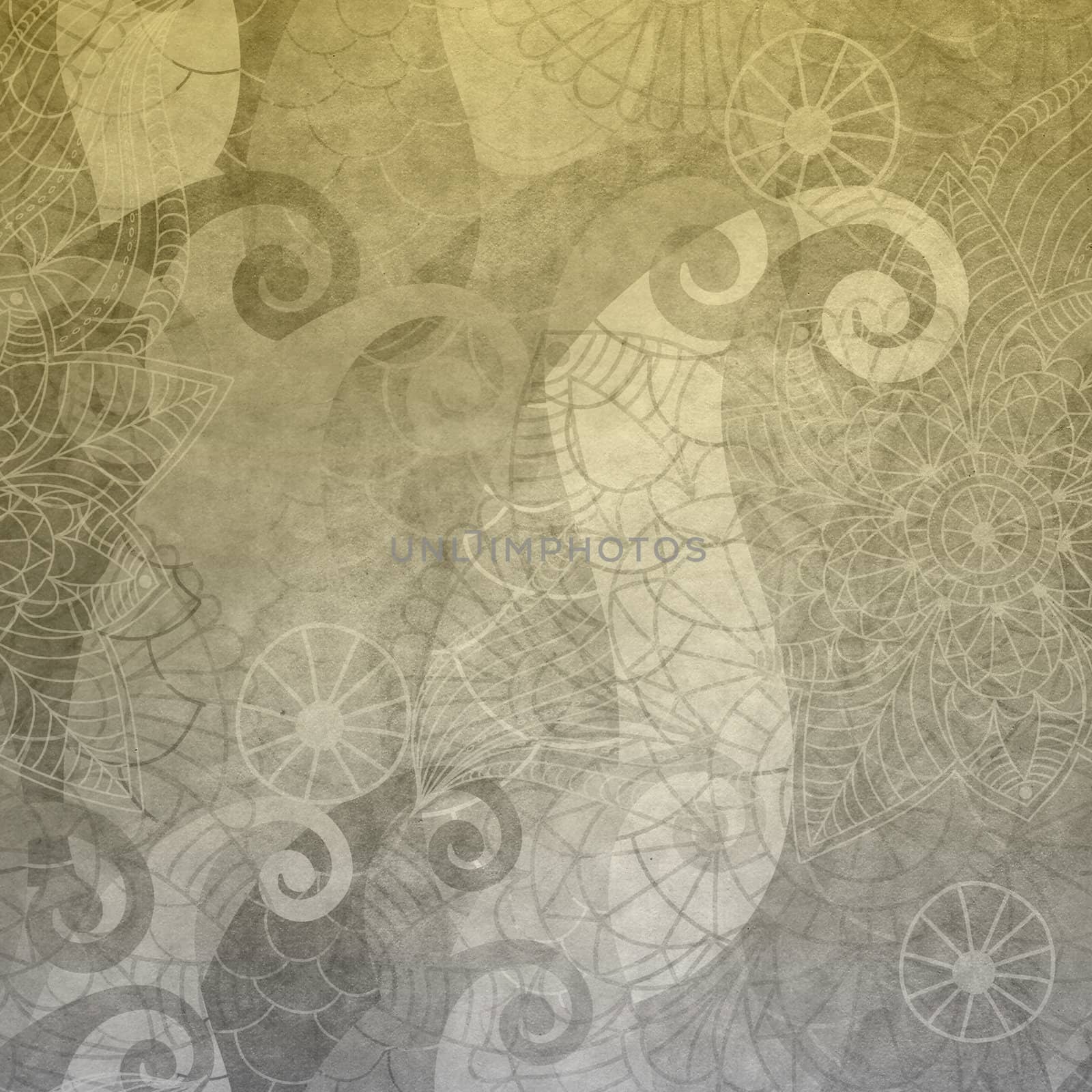 Gray wallpaper with vintage pattern by OlgaDrozd