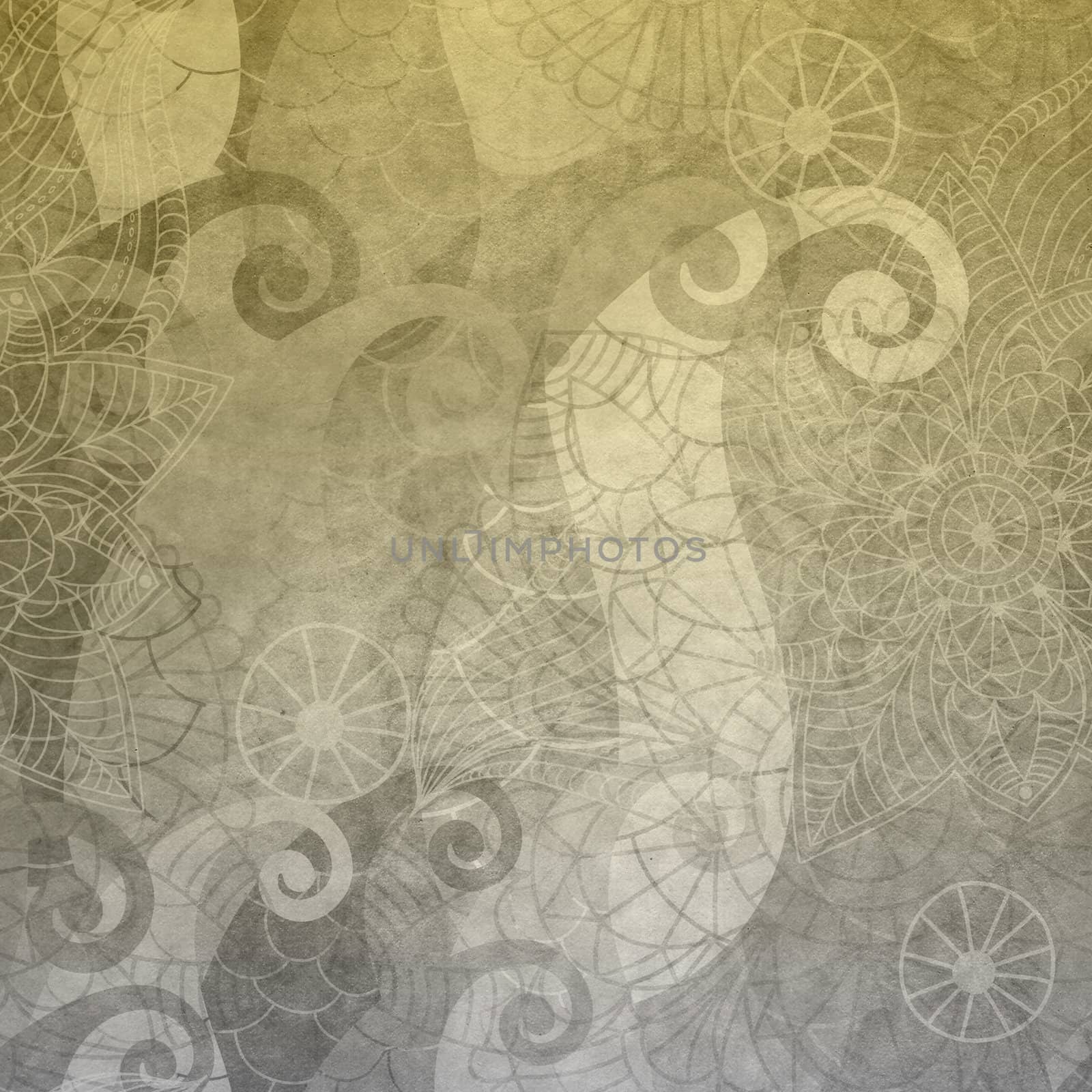 Gray old wallpaper with vintage pattern