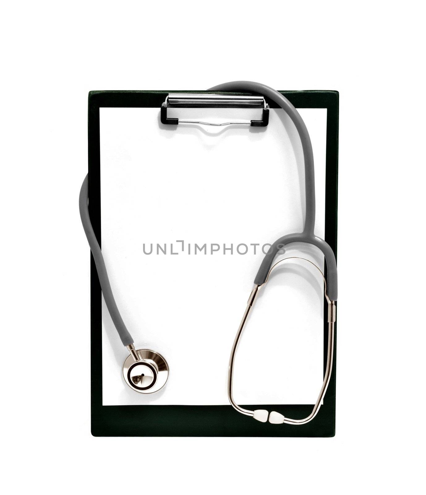 Stethoscope and clipboard