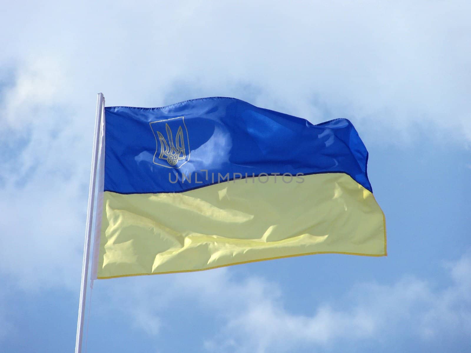 flag of Ukraine over sky