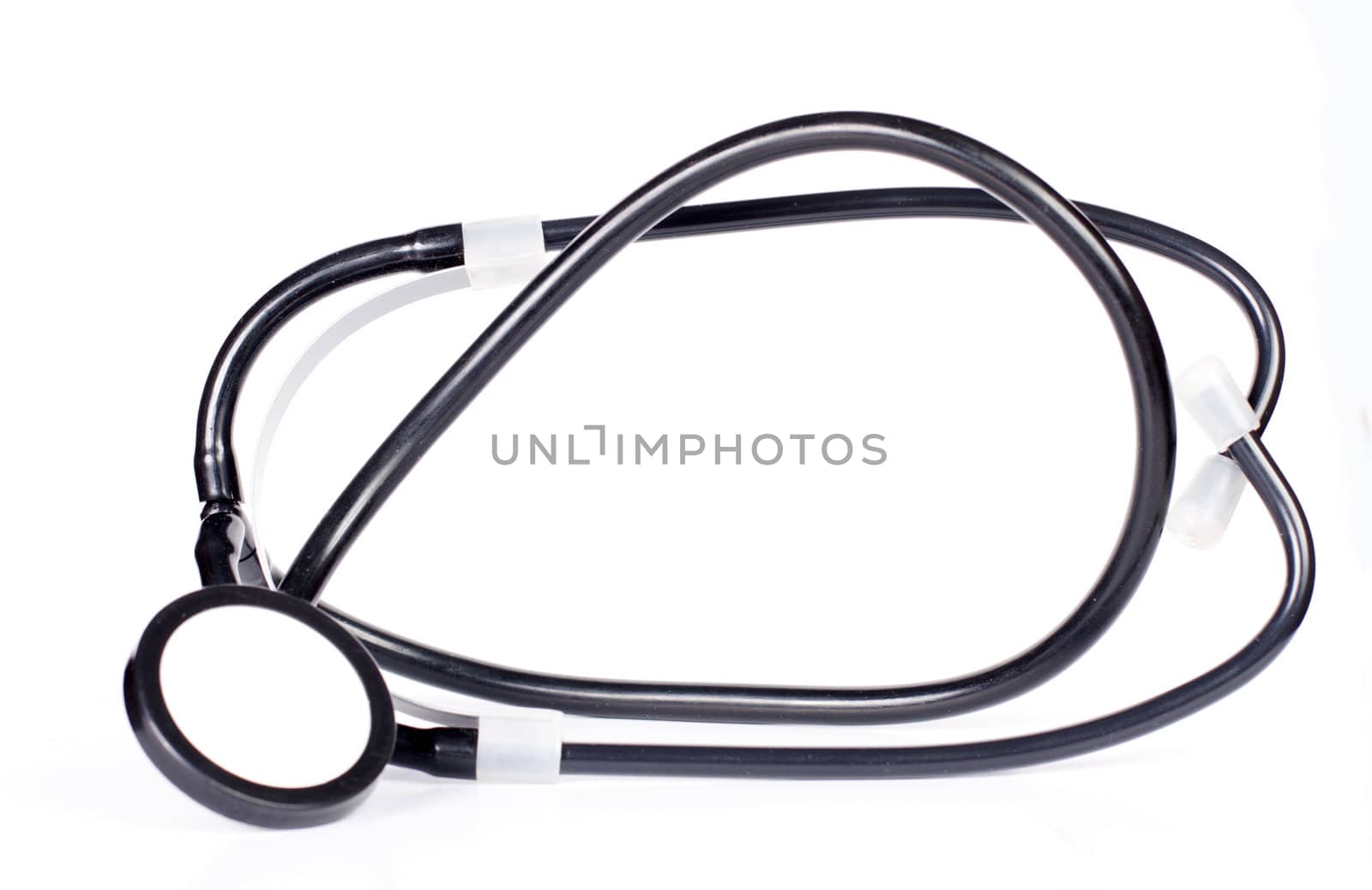 Black specialized medical stethoscope on white background
