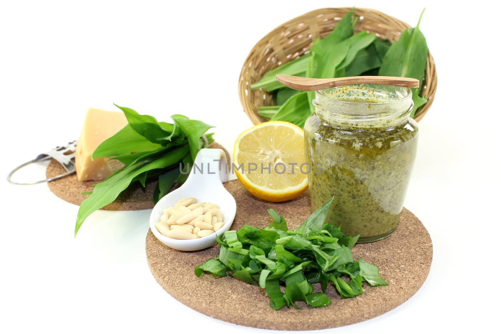 Wild garlic pesto with fresh wild garlic and pine nuts