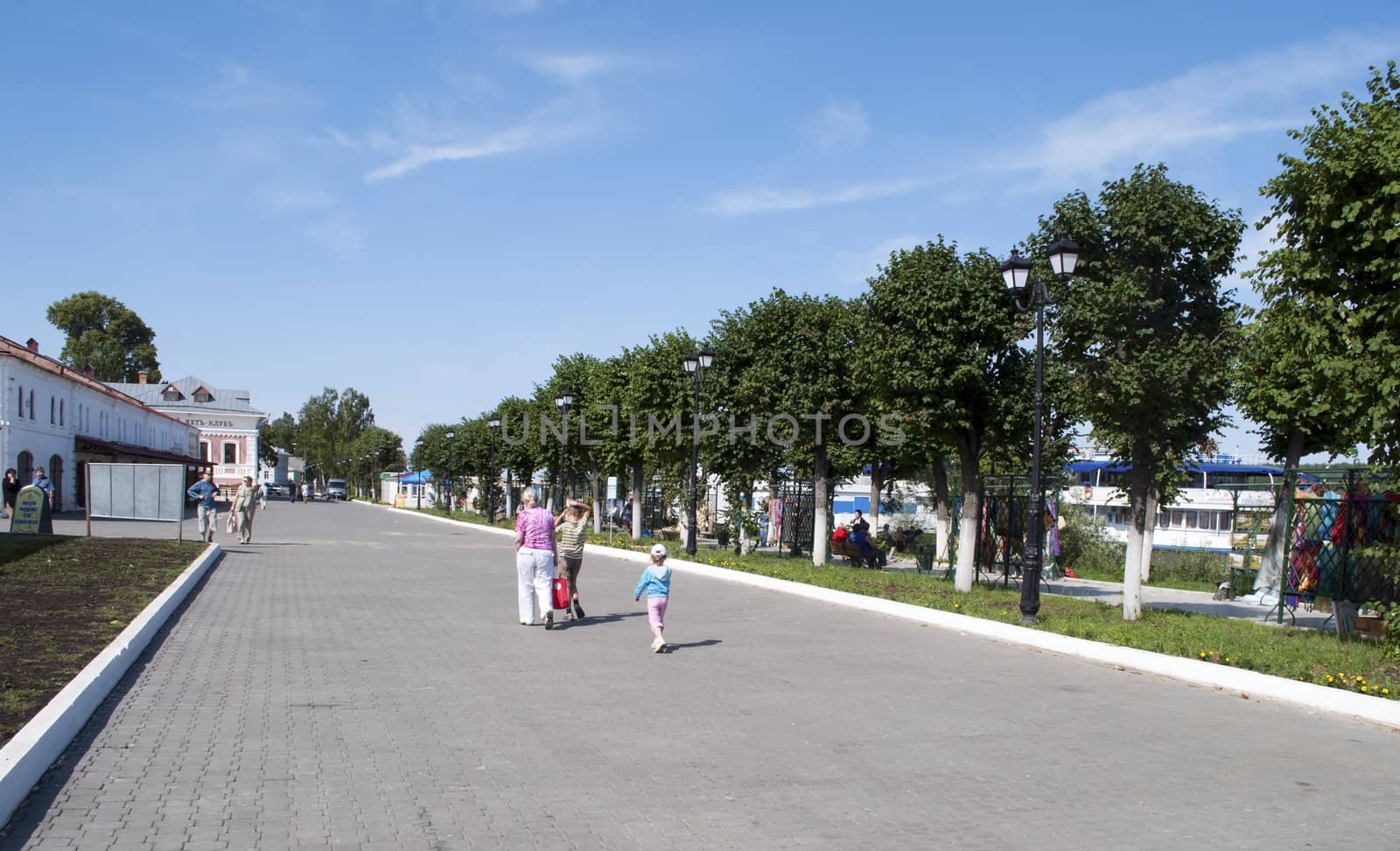 Embankment of the Volga river in Ples town, Russia
