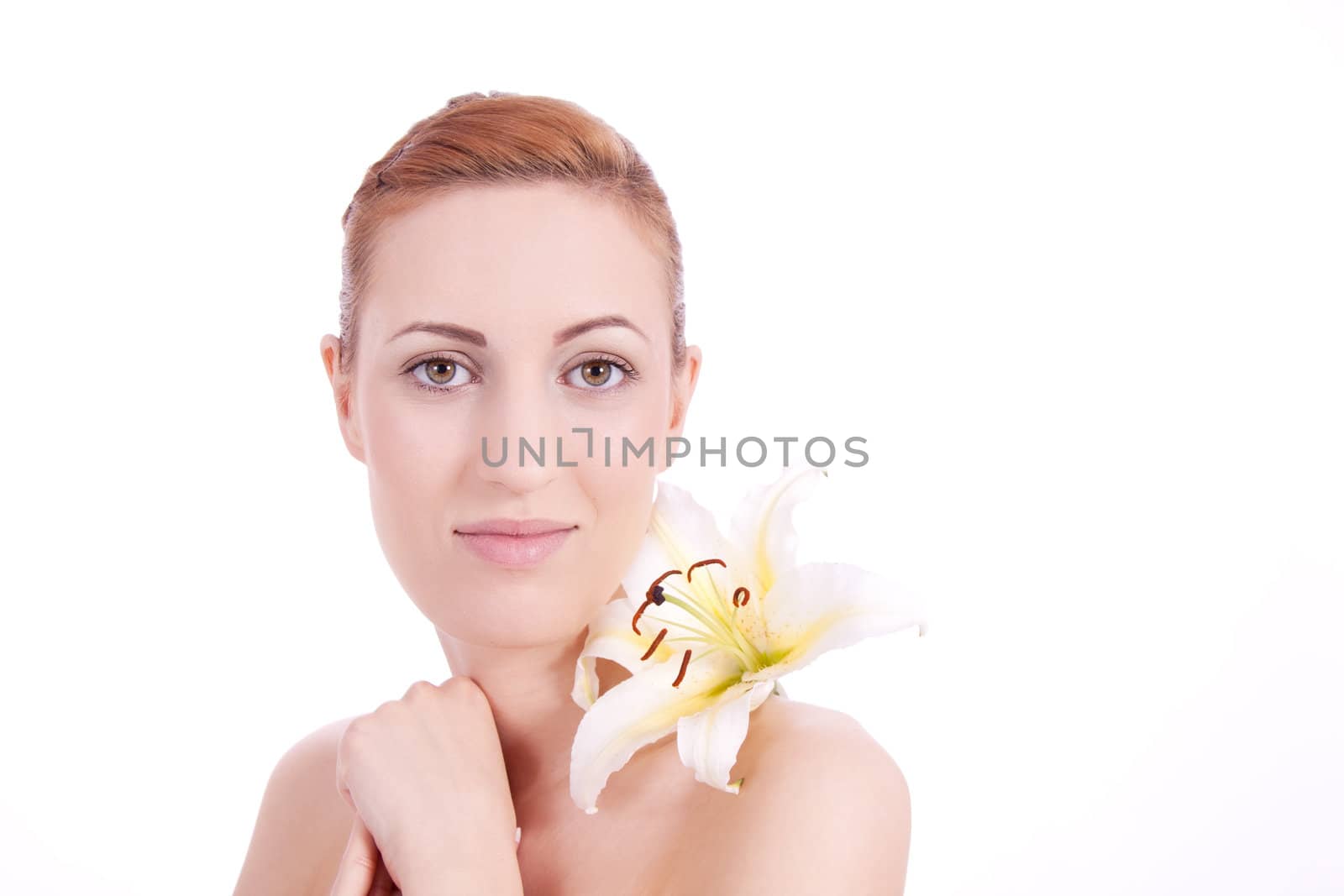 beautiful natural woman face with flower isolated  by juniart