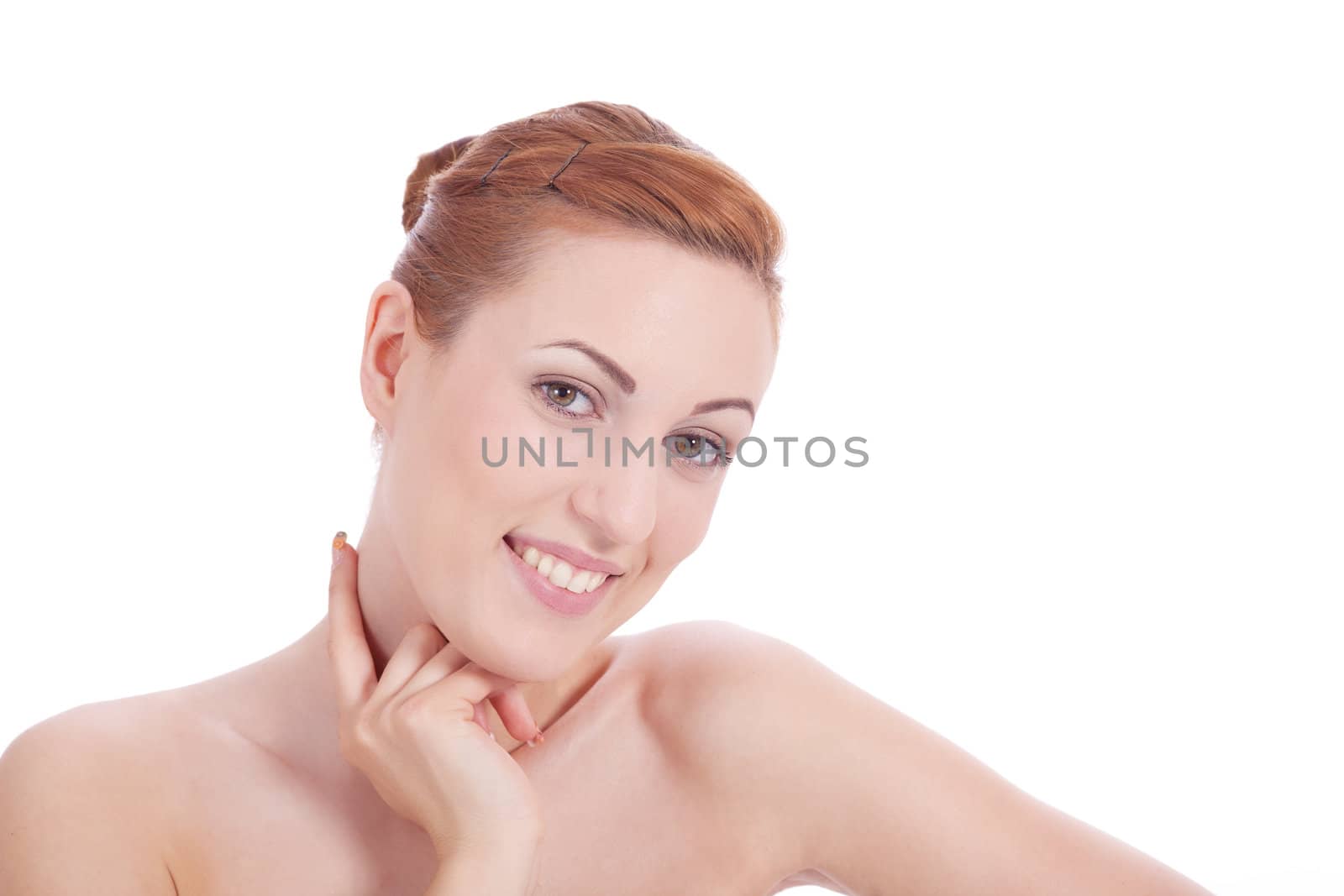 portrait of young beautiful woman with perfect face natural by juniart