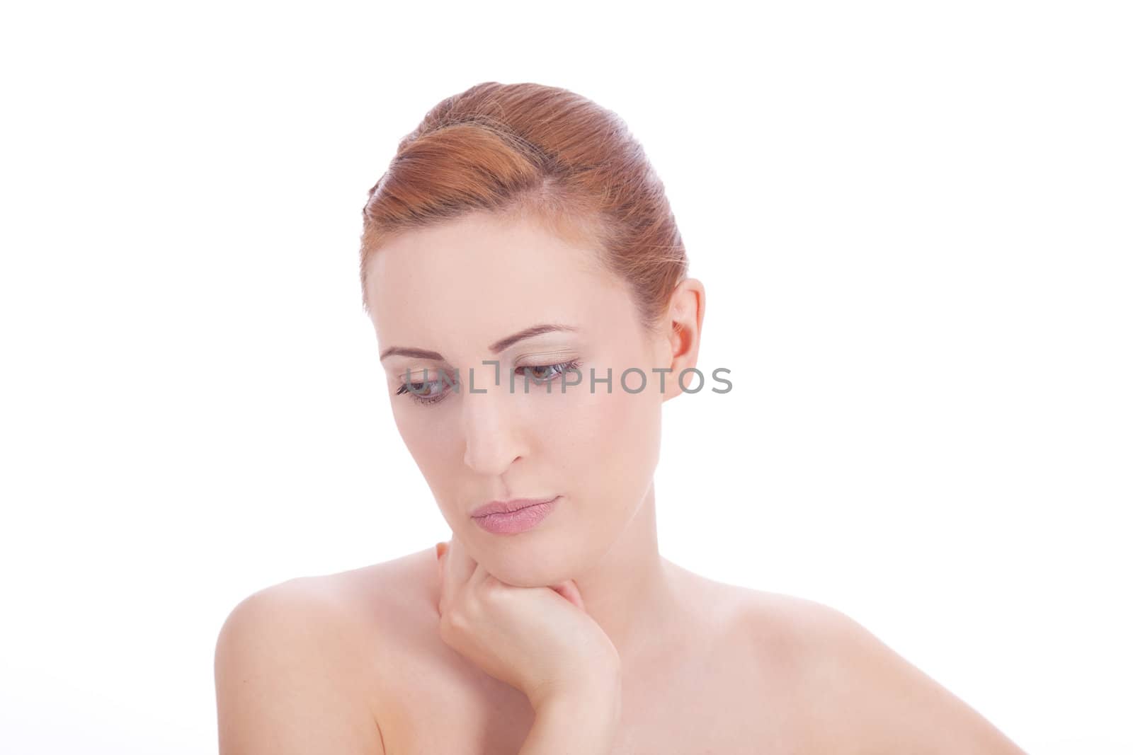 portrait of young beautiful woman with perfect face natural by juniart