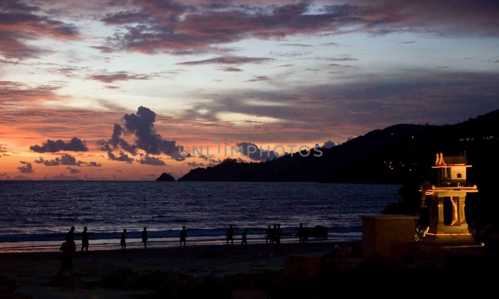 Sunset on Patong Beach. seascape