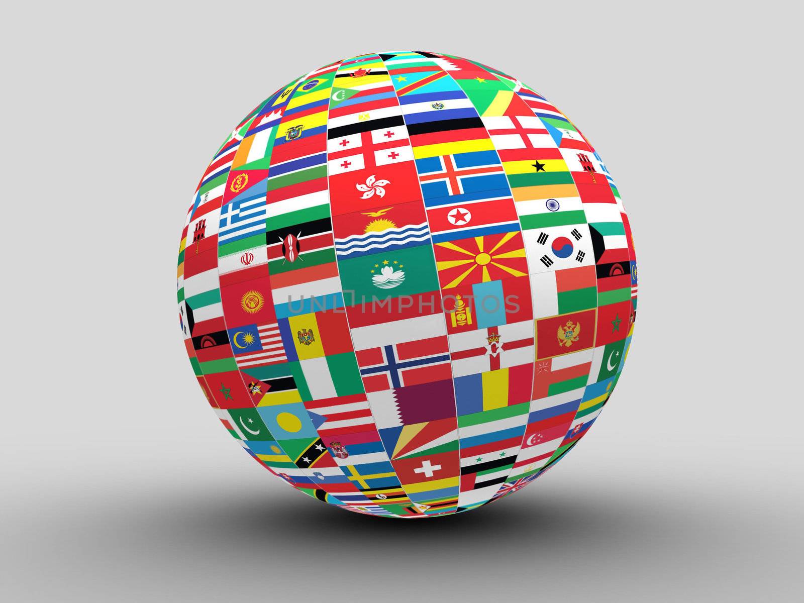Globe with world flags
