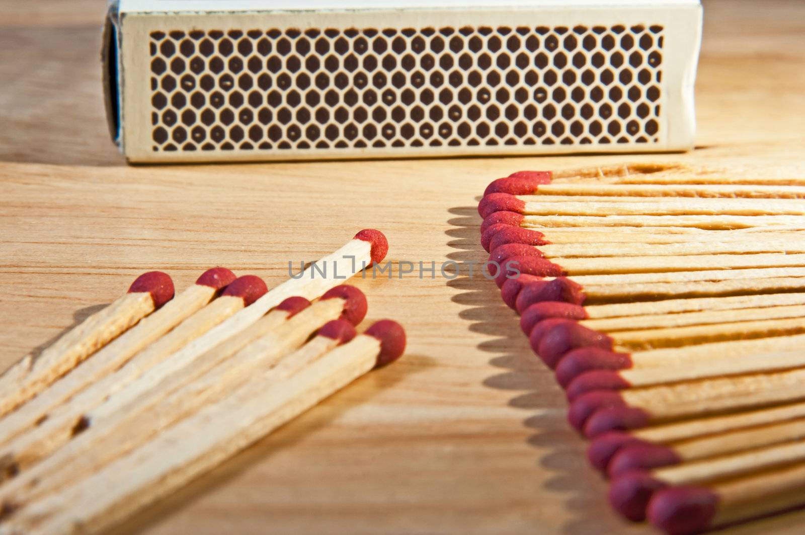 matches on the wood table