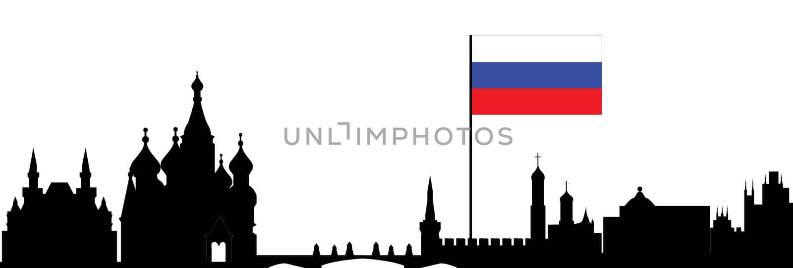 moscow and russian flag by compuinfoto