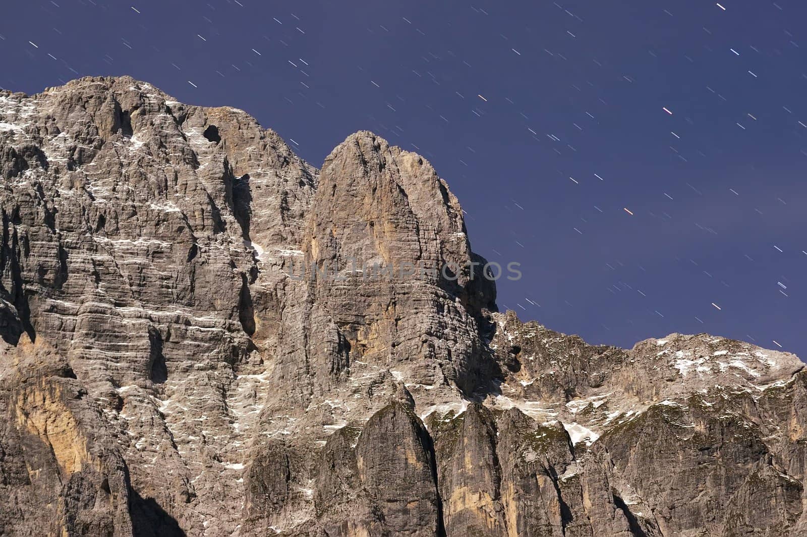 mountain rock in the night, Julian Alps