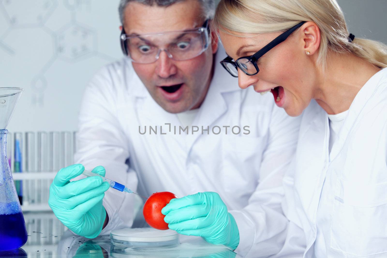 manand woman try to change tomato DNA