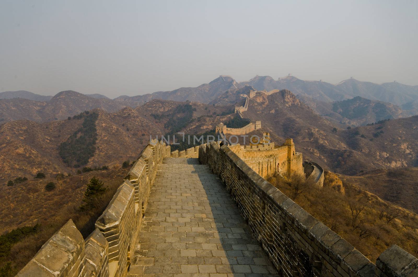 Great Wall of China at Sunny Day.