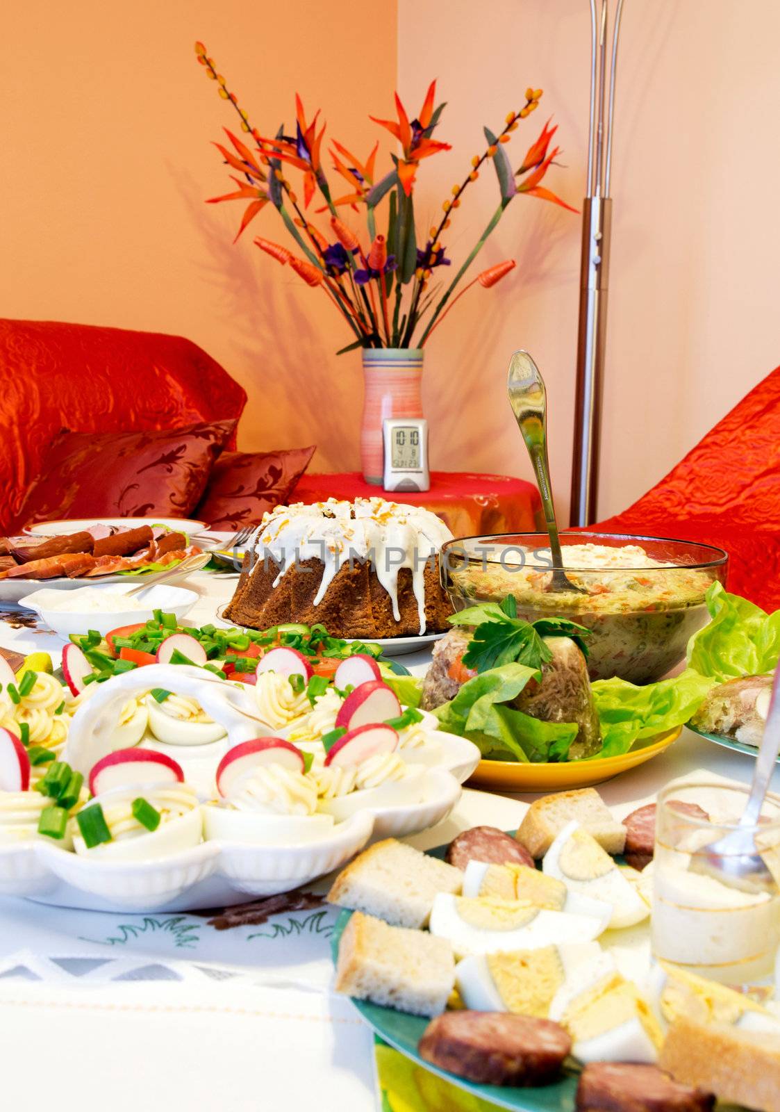 Easter meal on table