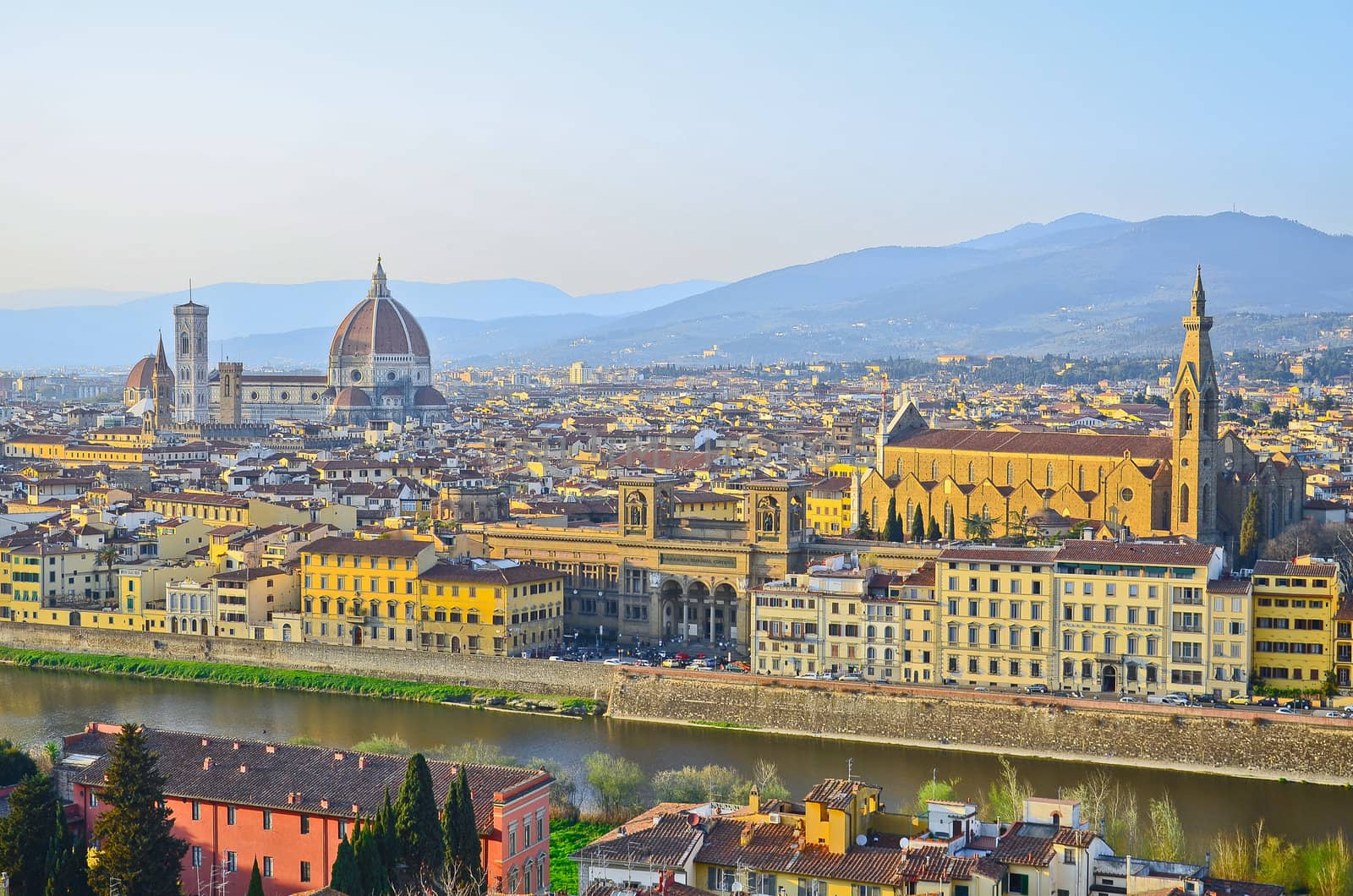 Santa Maria del Fiore and Arno River of Florence, Tuscany, Italy