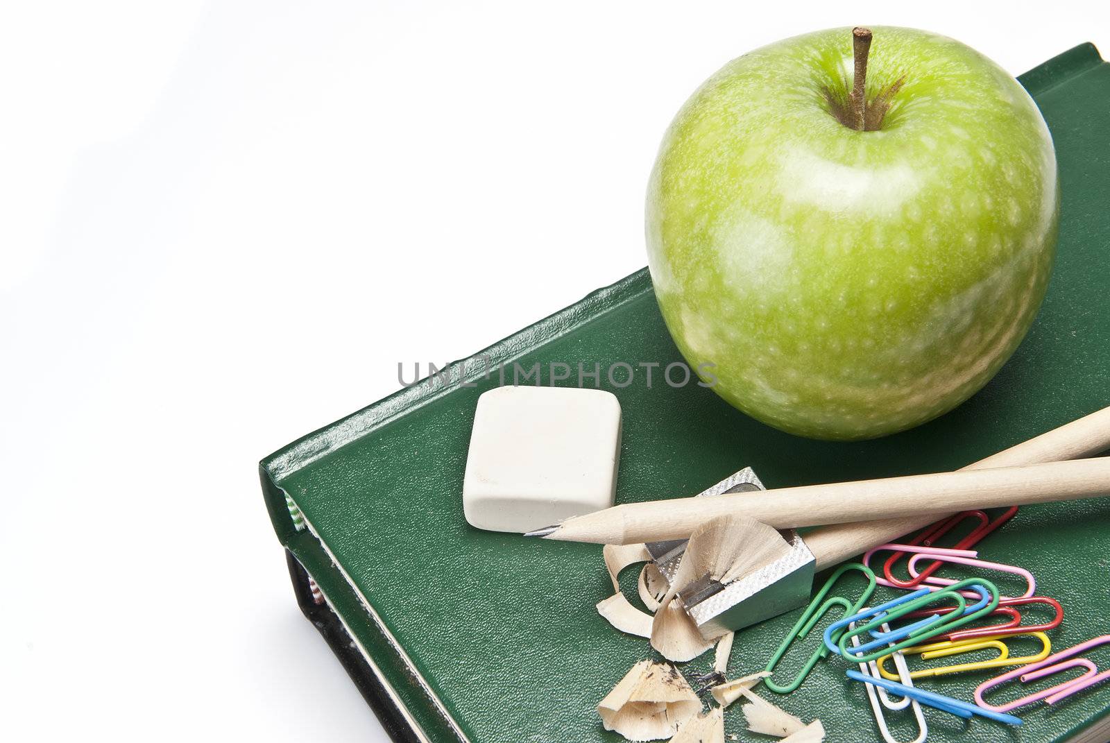 Still life about back to school with school supplies.