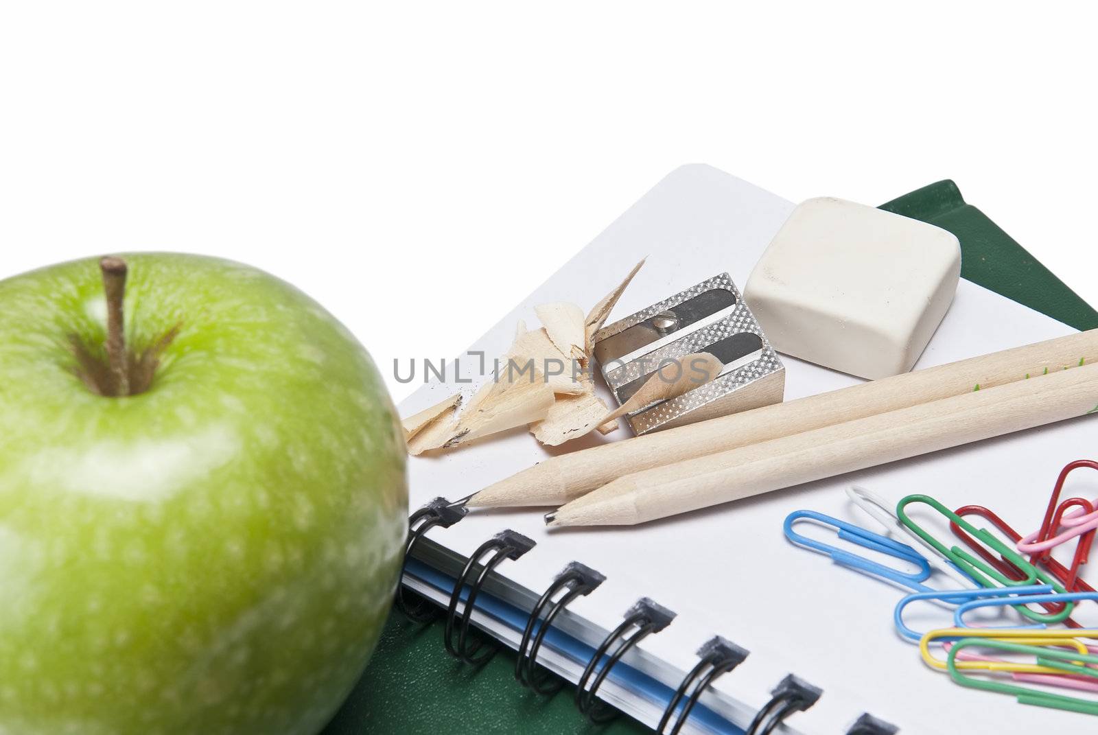 Still life about back to school with school supplies.