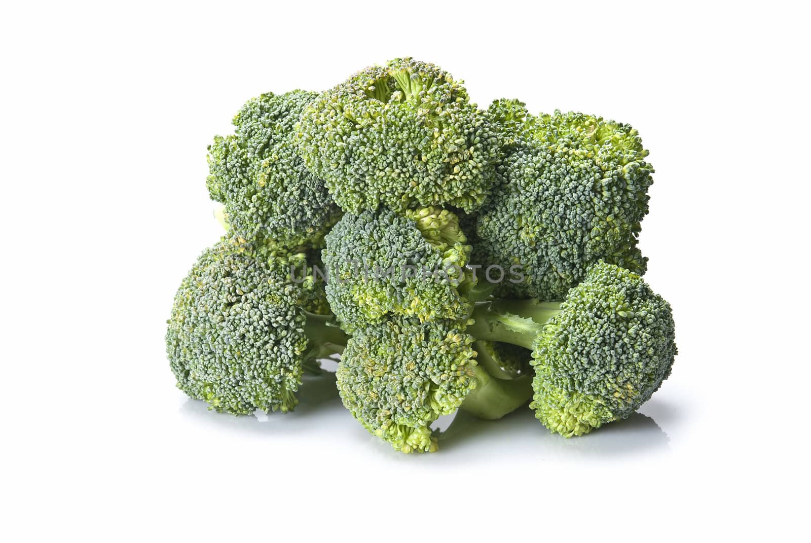 Fresh broccoli isolated over a white background.