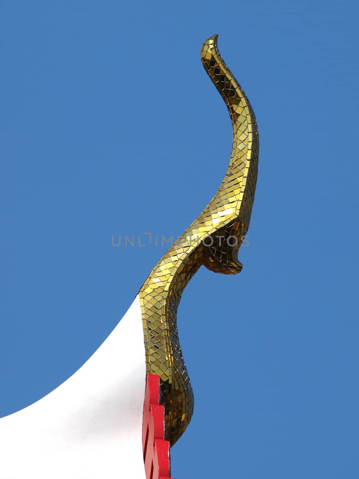 Buddhist church roof from temple in Thailand