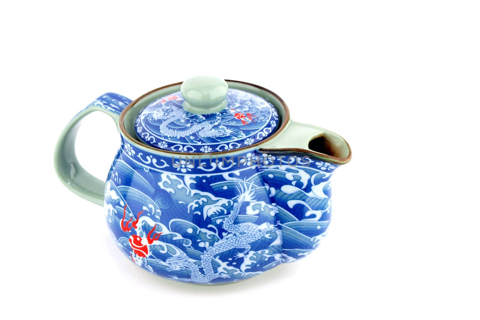 Chinese tea pot isolated on white background.