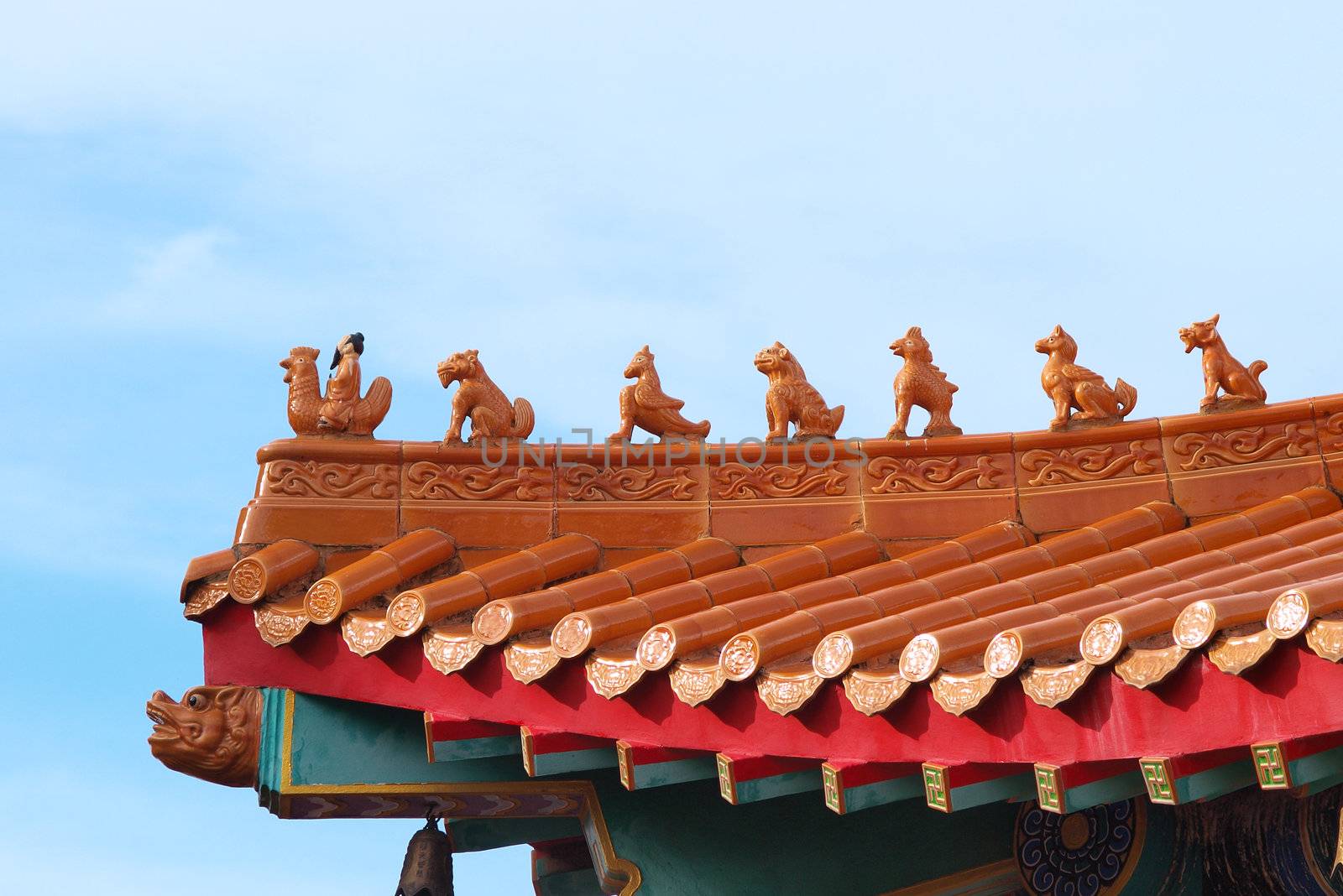 chinese temple roof in Thailand  by jakgree