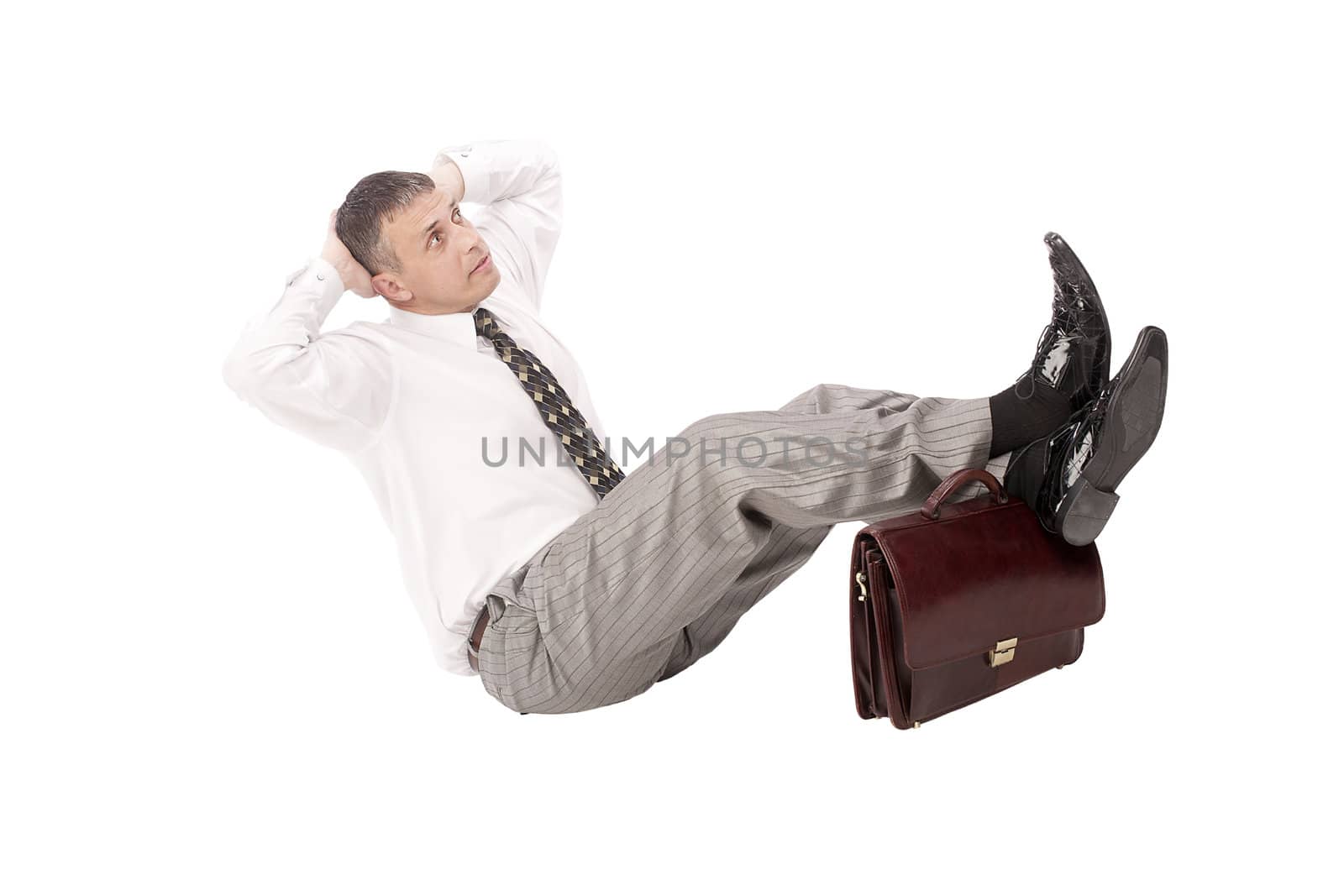 Businessman over white background