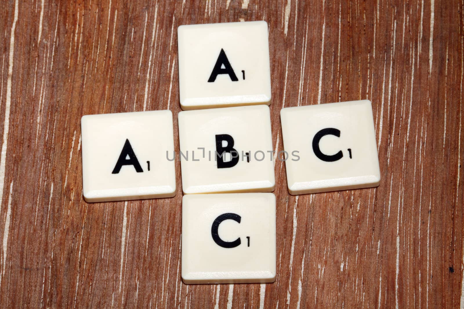 A B C plastic game letters  close up