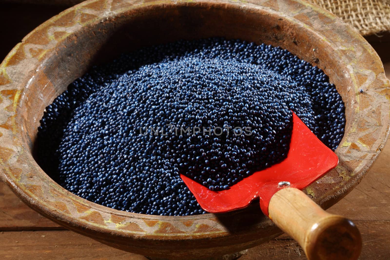 colored rapeseed sowing seed in old bowl