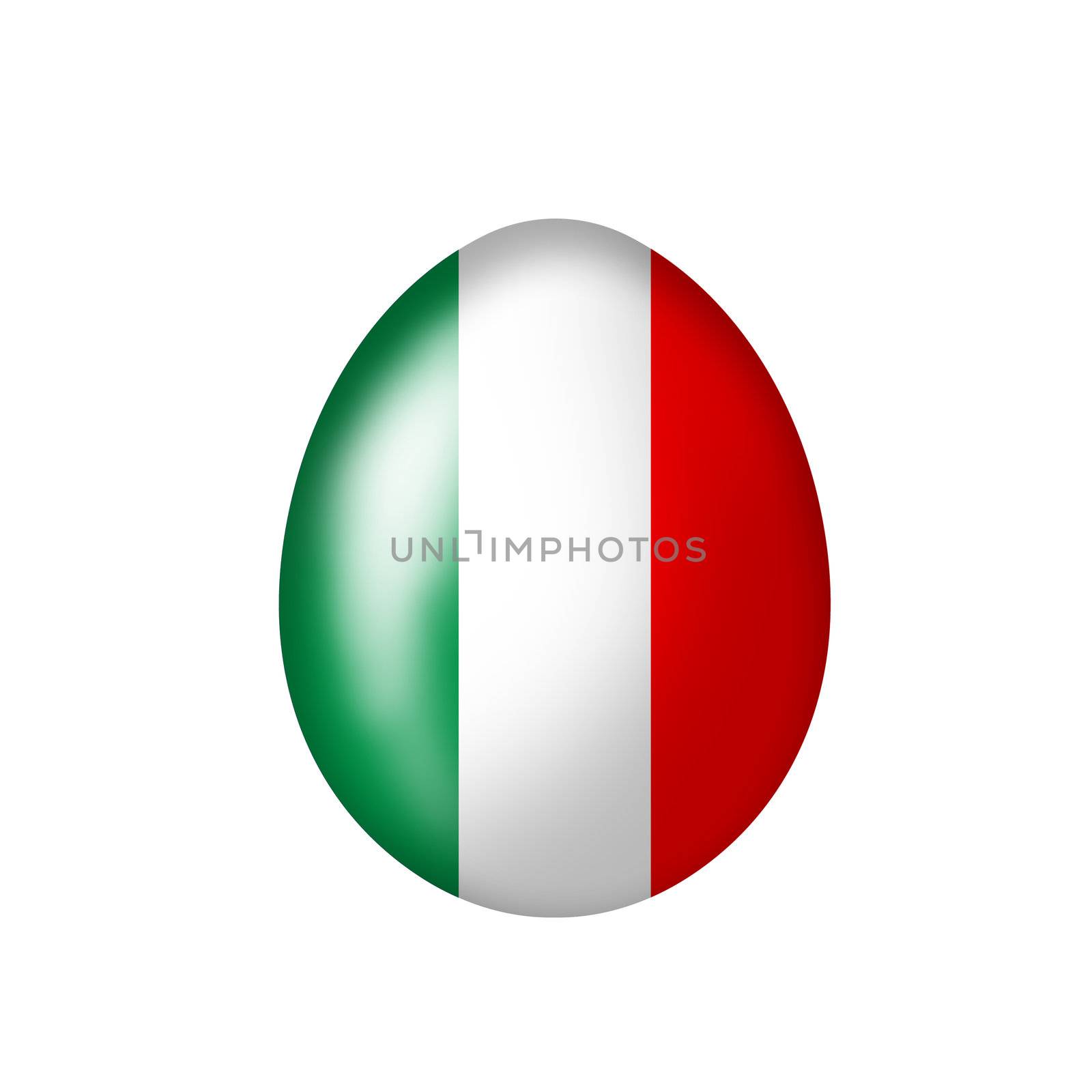 Easter Egg with an Italian flag on a white background