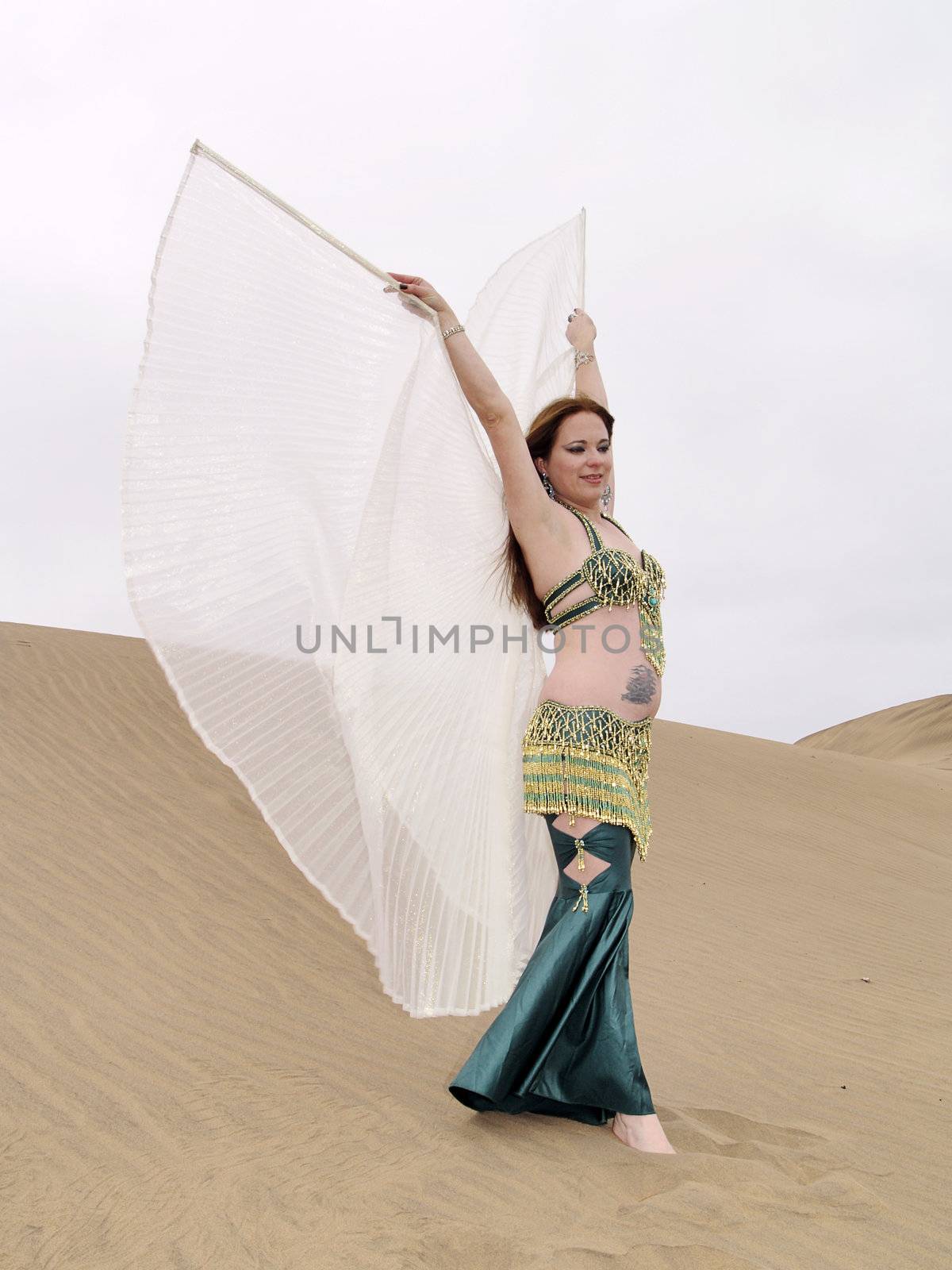 Arab dancer at desert with wings by fxegs