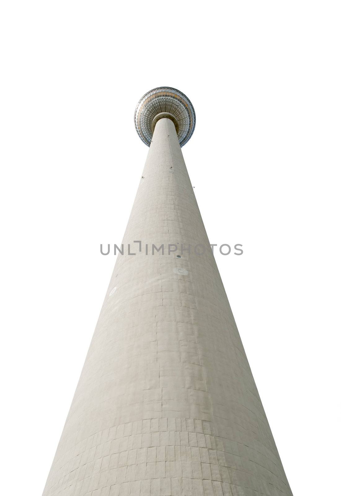 Fernsehturm or TV Tower Berlin at Alexander Place, one of German landmarks, isolated on white background