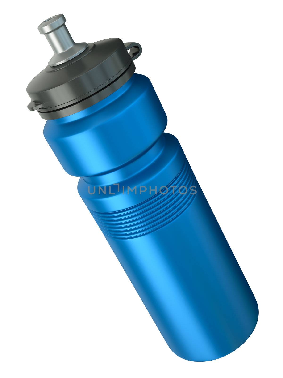 Blue sports water bottle. 3D render.