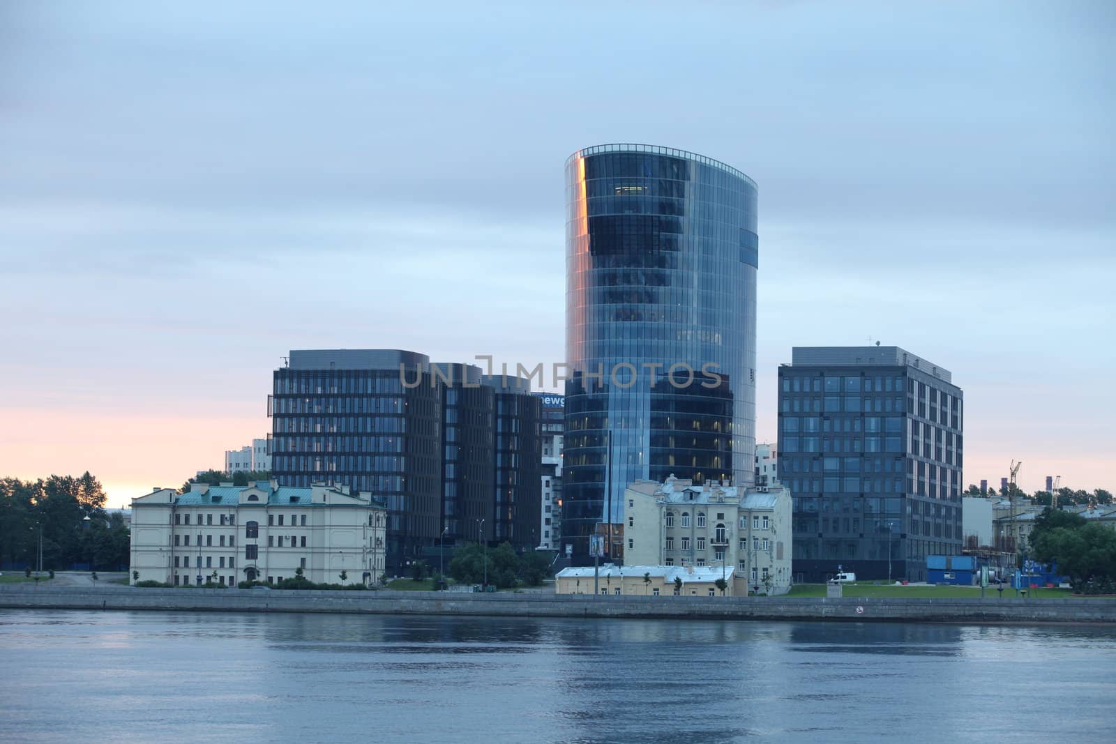 Modern architecture Malookhtinsky embankment in St. Petersburg