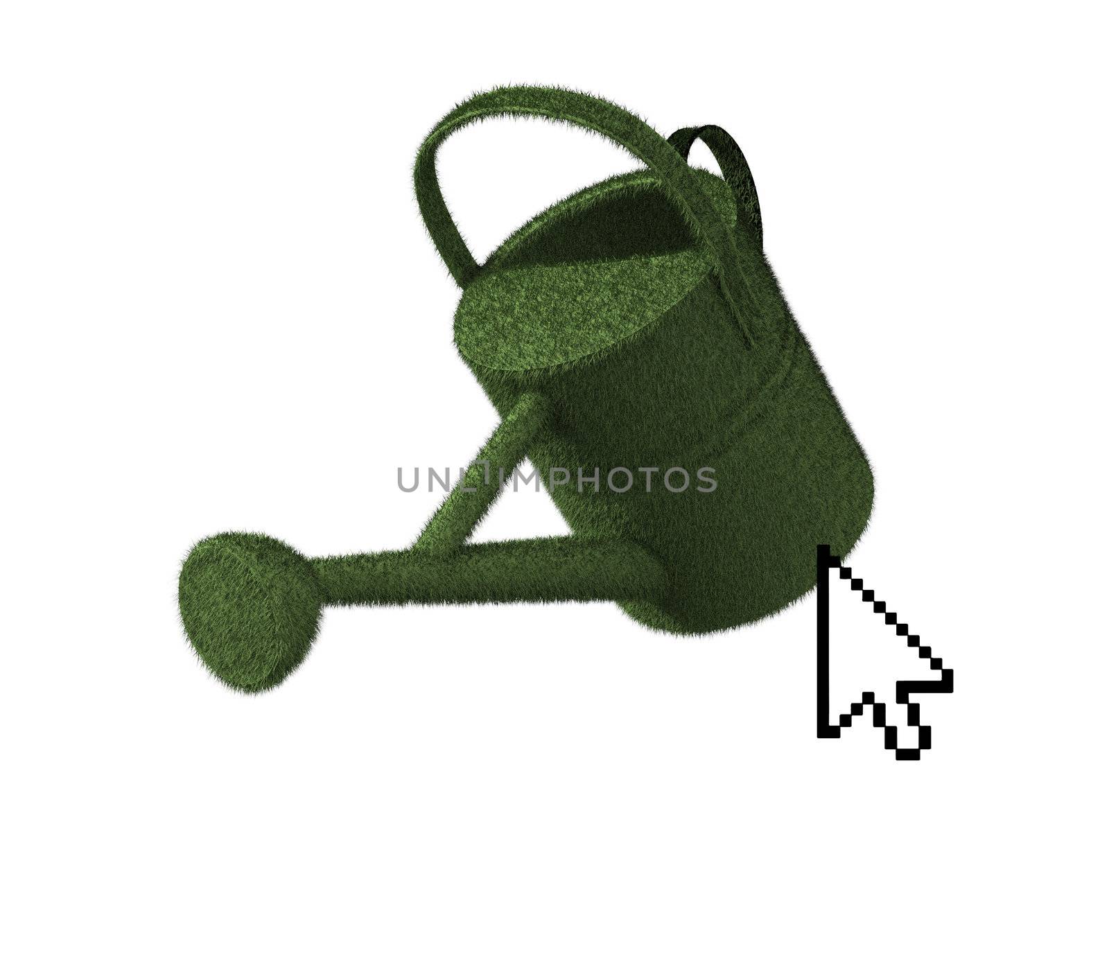 Cursor on Eco Green Watering Can, isolated on white by siraanamwong