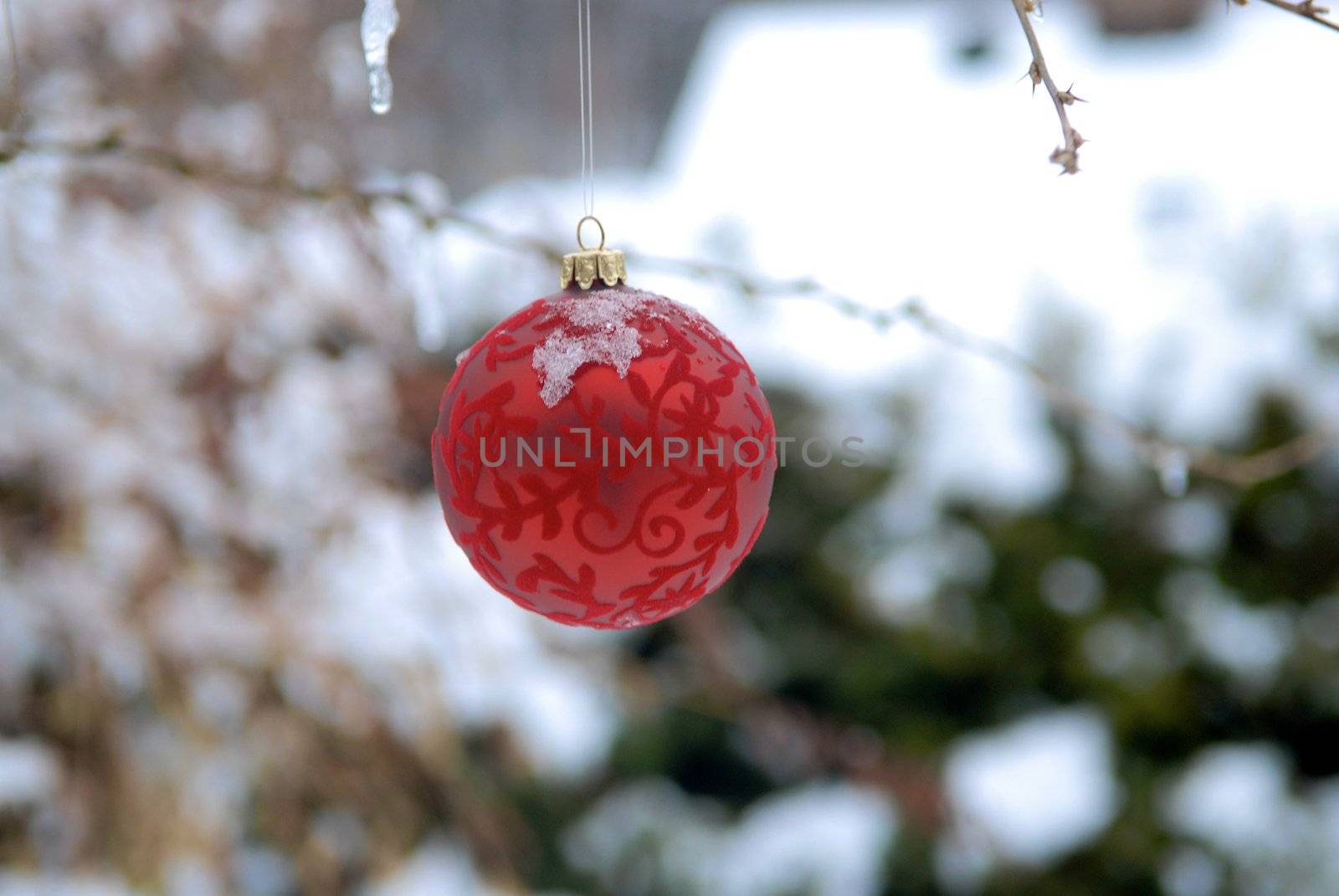 Christmas Balls With Snow