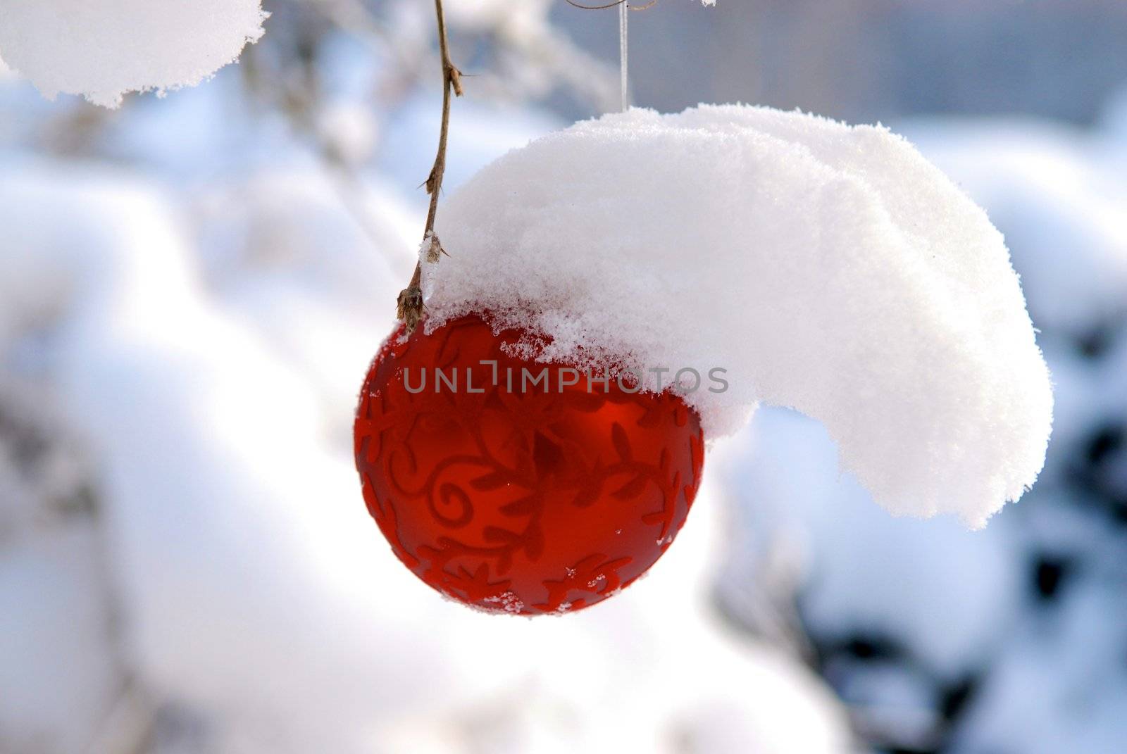 Christmas Balls With Snow by Bildehagen