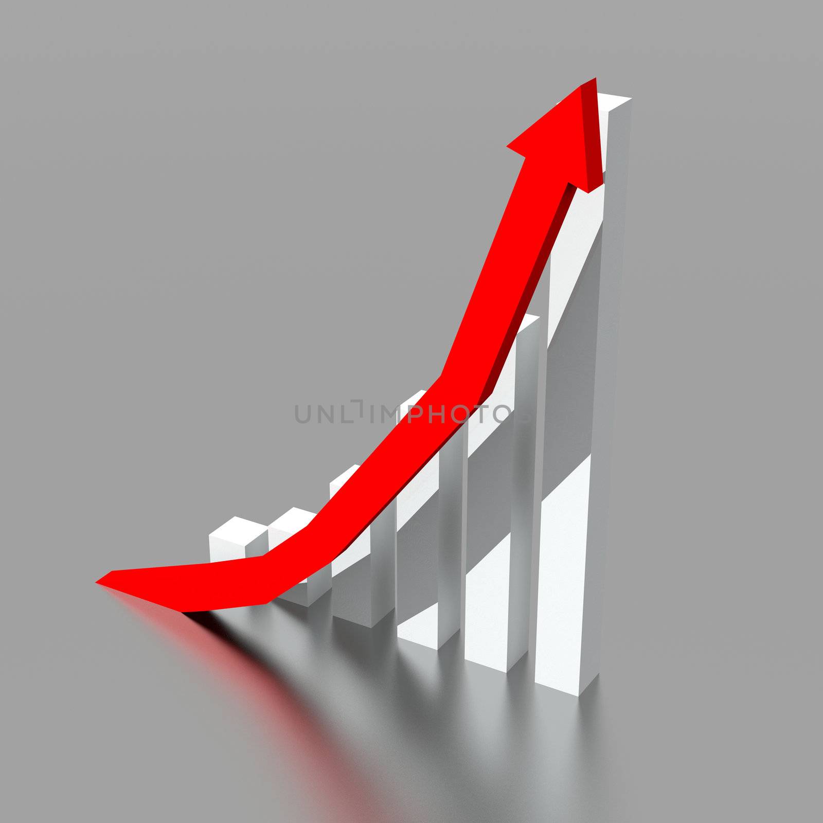 Business graph with going up red arrow, a business conceptual.